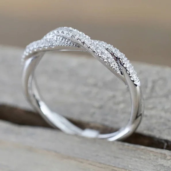 Silver Twist Ring with Cubic Zirconia