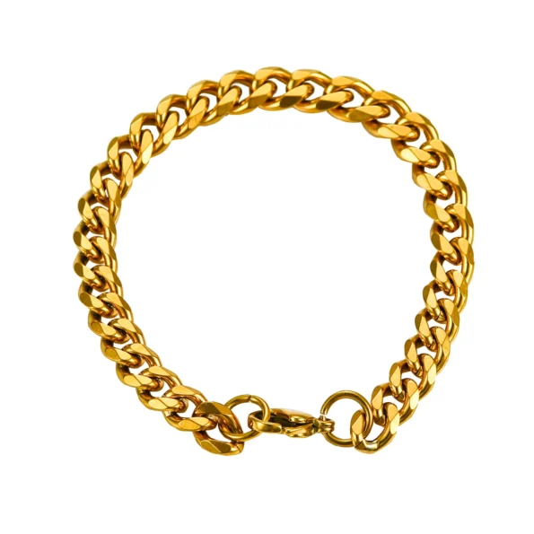 Gold Stainless Steel Cuban Link Bracelet for Men