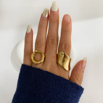 Minimalist stainless steel ring with 18K gold plating