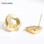 14k gold plated brass earring post with closed ring