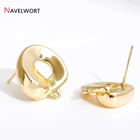 14k gold plated brass earring post with closed ring