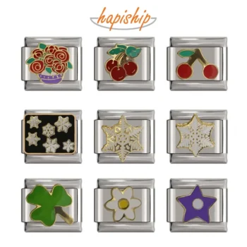 Daisy, star, snowflake, and cherry charms for Italian link bracelets