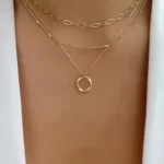 Gold Multi-Layer Circle Pendant Necklace