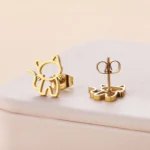 kf-S609cc92e05d24081bf0523192e574f62i-Fashion-Jewelry-Stainless-Steel-Cat-Earring-Studs-for-Women-Lightweight-and-Hypoallergenic-Three-Colors