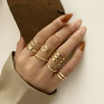 Bohemian Multi-Layer Cross Ring Set