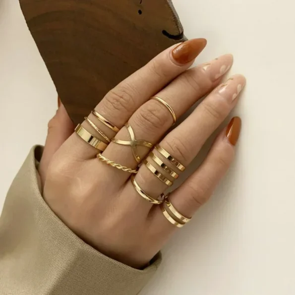 Bohemian Multi-Layer Cross Ring Set