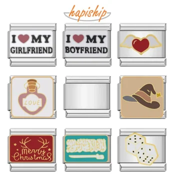 Charm set with hat, wing, heart, dice, and "I Love My Boyfriend"