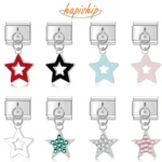 Colorful star charm with cubic zirconia for Italian link bracelets