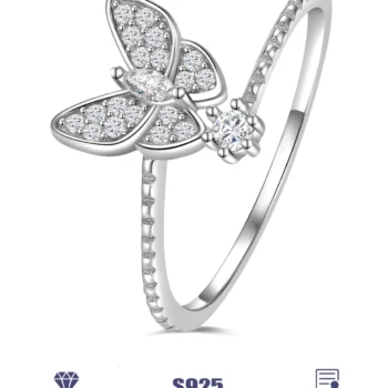 Womens Silver Butterfly Ring