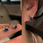 Blue star hoop earrings for women and girls