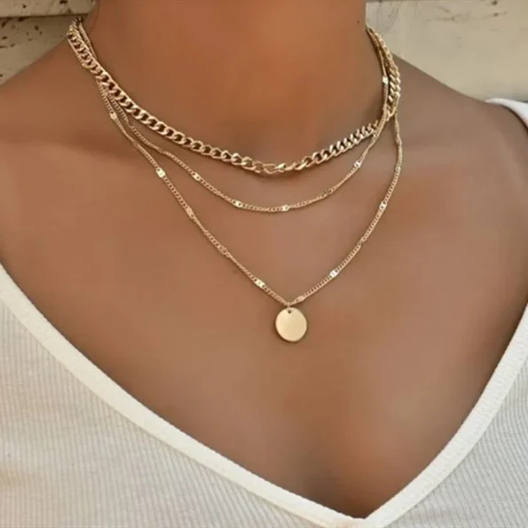 Vintage Gold Coin Multilayer Necklace