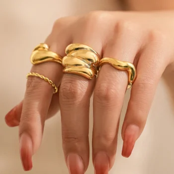 Punk Adjustable Gold Rings Set