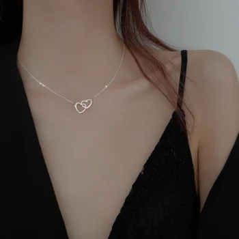 Double Heart Hollow Necklace